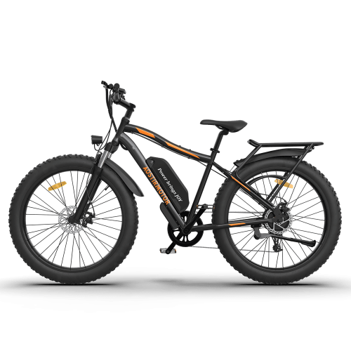 AOSTIRMOTOR S07-B 26" 750W Electric Bike Fat Tire P7 48V 12.5AH Removable Lithium Battery for Adults with Detachable Rear Rack Fender(Black)