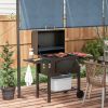 Outsunny Charcoal Grill, BBQ with Adjustable Height, Portable Barbecue with Folding Shelves, Thermometer, Bottle Opener & Wheels for Outdoor Camping,