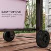 Outsunny Charcoal Grill, BBQ with Adjustable Height, Portable Barbecue with Folding Shelves, Thermometer, Bottle Opener & Wheels for Outdoor Camping,