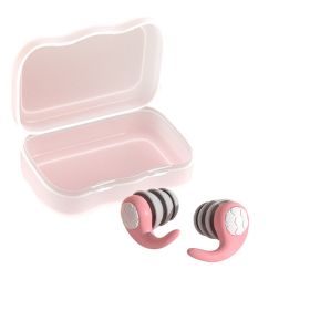 Swimming Ear Plugs, 1 Pairs Waterproof Reusable Silicone Swim Earplugs (Color: Pink, size: L)